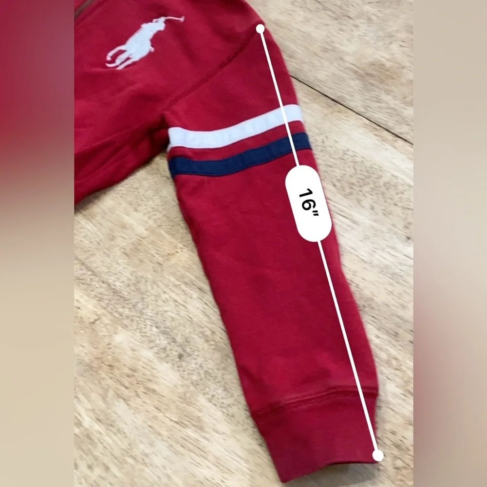 Polo by Ralph Lauren Boy’s Size 7‎ Red Full Zip Big Pony Hoodie Jacket